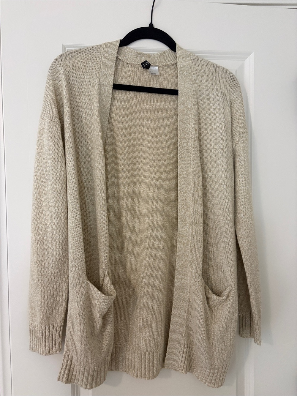 H&M Beige Open-Front Pocket Cardigan